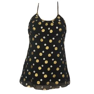 🆕 Express black silk polka dot halter top …